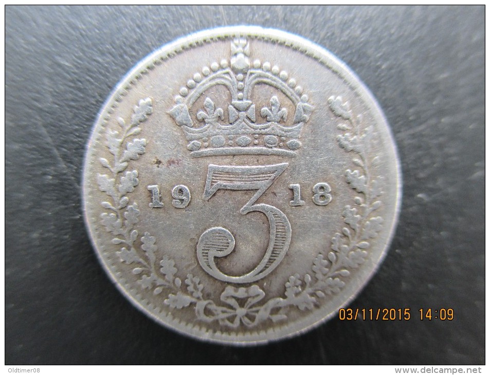 3 Pence Georges V, 1918, TB - F. 3 Pence