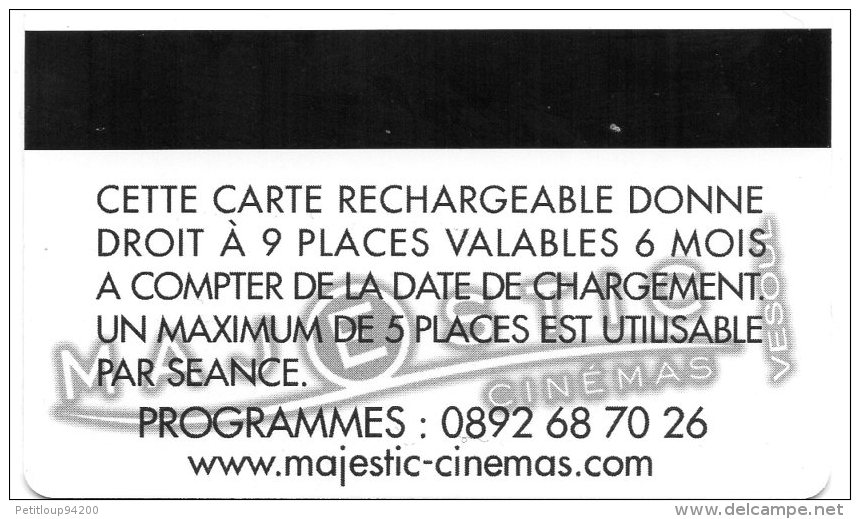 CARTE CINEMA-CINECARTE MAJESTIC VESOUL  Blanche Neige Et Les 7 Nains - Cinécartes