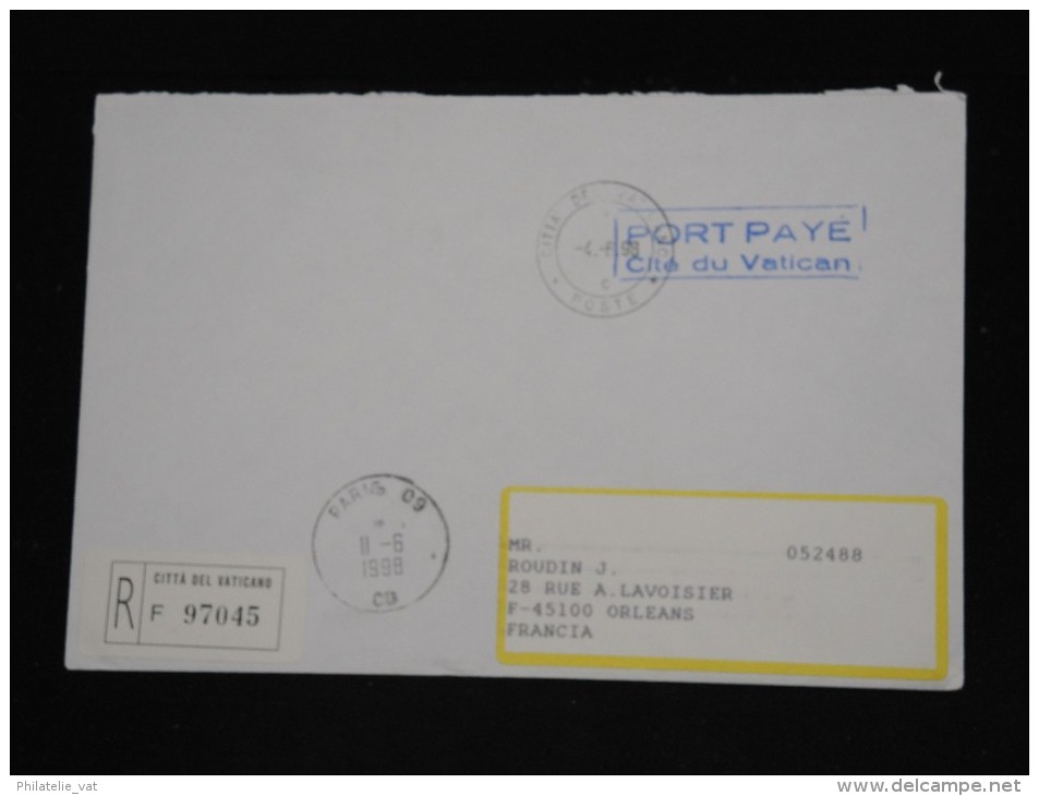 VATICAN - Lot De 5 Enveloppes En Reco. Avec étiquettes De Douanes Au Dos En 1998 Pour La France - A Voir - Lot P12114 - Storia Postale