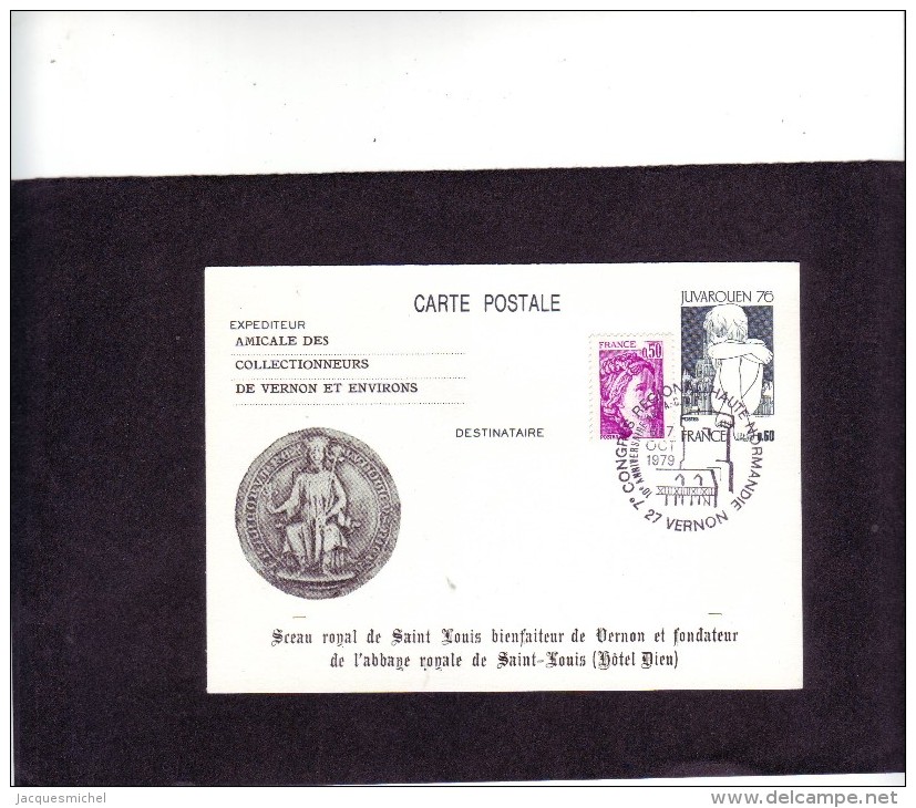 60c JUVAROUEN - Congrès Régional De Haute Normandie - VERNON - 6/7 Octobre 1979 - - Overprinter Postcards (before 1995)