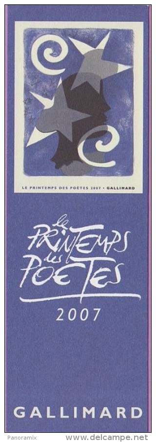 Marque-page °° Gallimard 2007 Printemps Des Poètes Bleu V.uni  °-°  6 X 18 - Marcapáginas