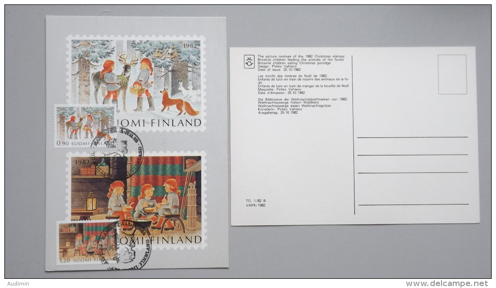 Finnland 916/7 Yt 880/1 Sc 673/4 Fa 918/9 Maximumkarte MK/CM, SST PHILATELIA '82, Weihnachten 1982 - Maximum Cards & Covers