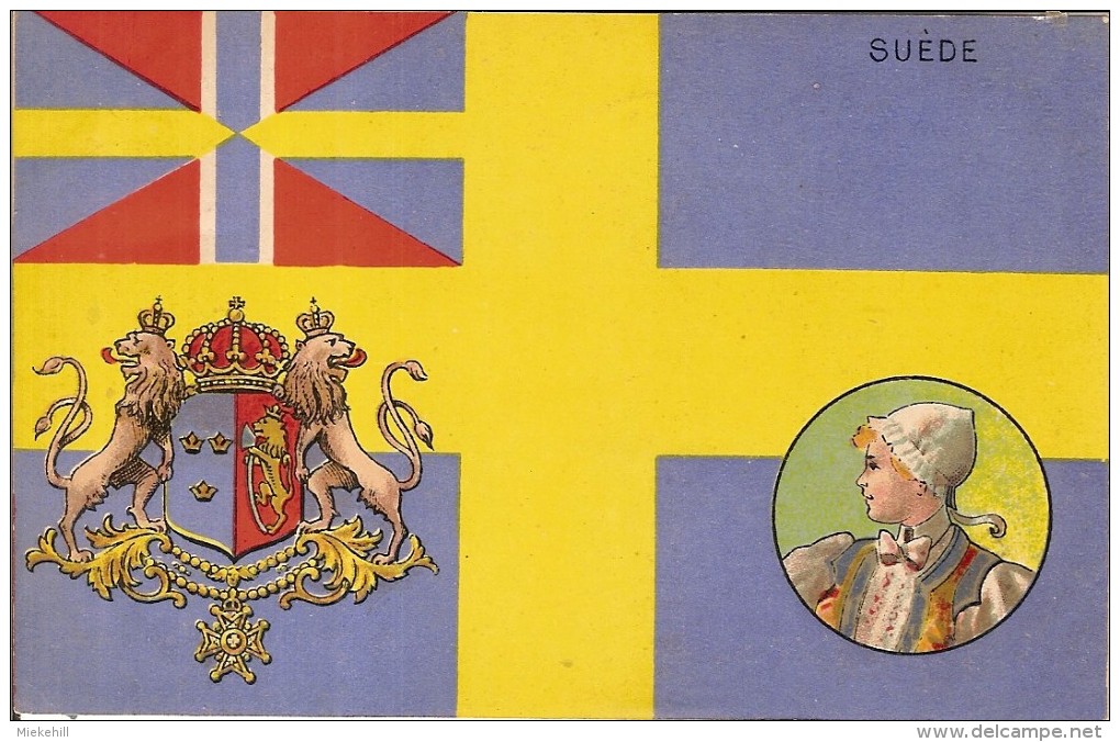 SVERIGE--DRAPEAU DE SUEDE-FLAG OF SWEDEN-héraldique-blason-armoirie-étendard-sceau - Sweden