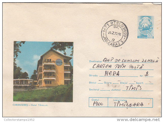 31275- CARANSEBES- TIBISCUM HOTEL, TOURISM, COVER STATIONERY, 1979, ROMANIA - Hostelería - Horesca