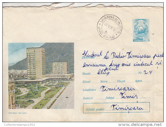 31285- PIATRA NEAMT CEAHLAU HOTEL, TOURISM, COVER STATIONERY, 1973, ROMANIA - Hôtellerie - Horeca