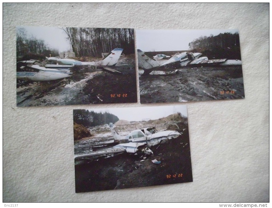 LOT DE 3 PHOTOS....CRASH D'UN AVION ALLEMAND... - Ongevalen