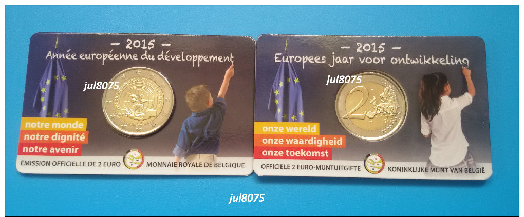 2 Euro Commemorative Belgique 2015 Développement Européen En Coincard BU Pièce NEUVE (type Wallone) - Belgium