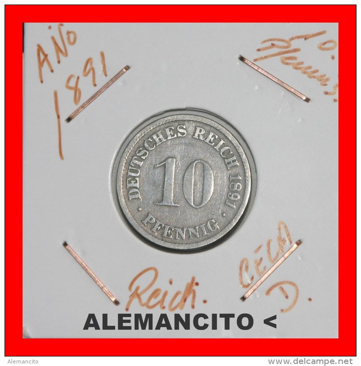 ALEMANIA -  IMPERIO  -  DEUTSCHES REICH  -  1891-D - 5 Pfennig