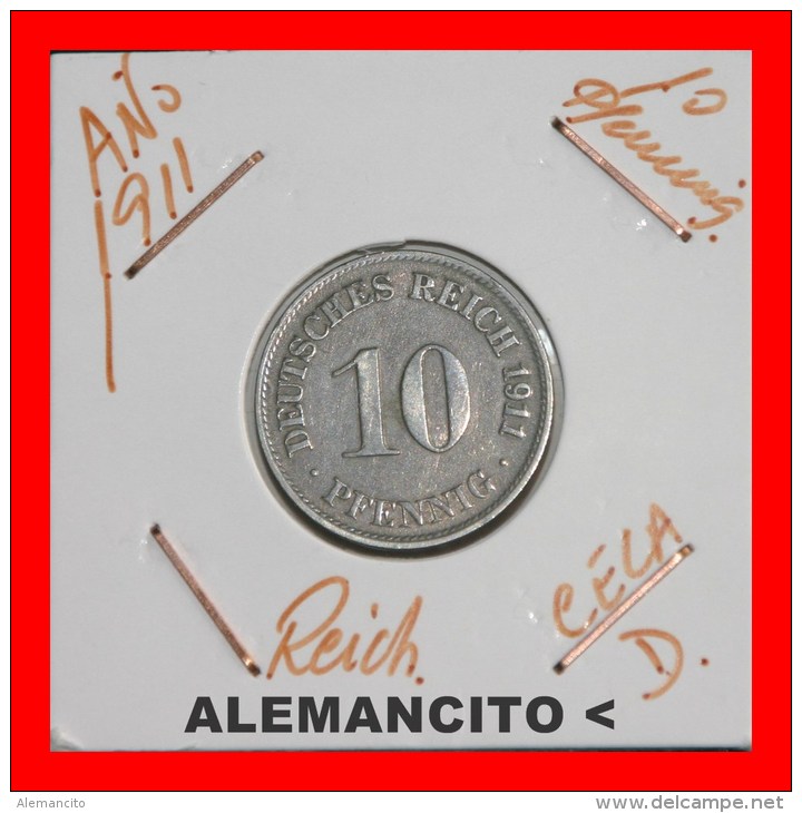 ALEMANIA -  IMPERIO  -  DEUTSCHES REICH  -  1911-D - 5 Pfennig