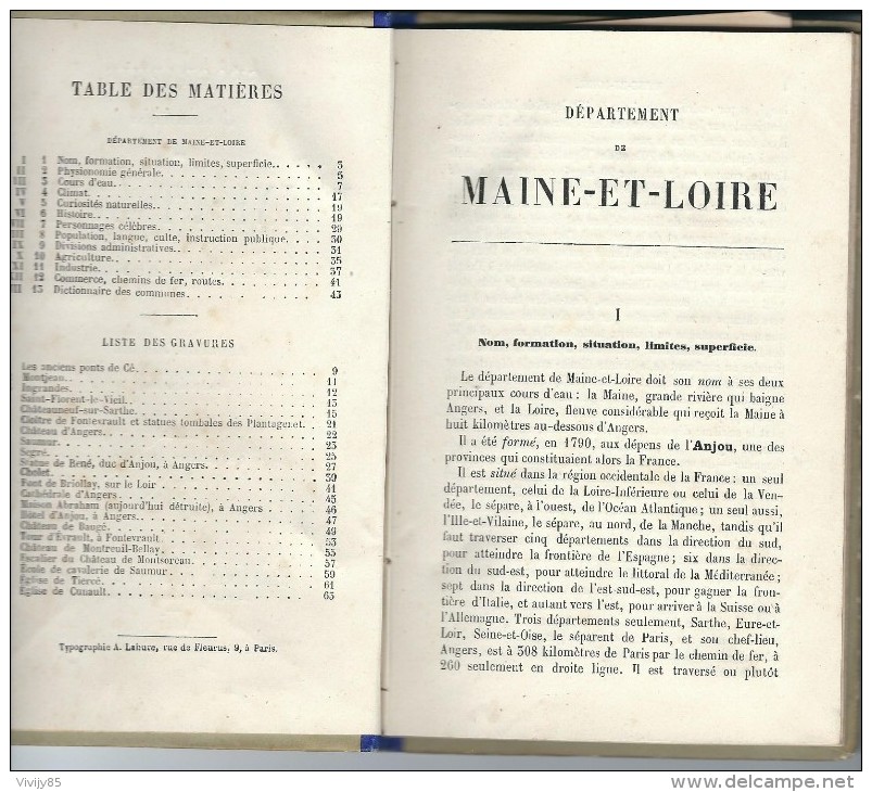 Livre Ancien  De 64 Pages De Adolphe Joanne "Géographie De Maine Et Loire " - Autres & Non Classés