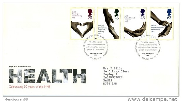 GB 1998 HEALTH FDC SG 2046-49 MI 1754-57 SC 1814-17 IV 2043-2046 - Lettres & Documents