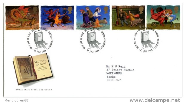 GB 1998 CHILDREN’S FANTASY NOVELS FDC SG 2050-54 MI 1758-62 SC 1820-24 IV 2047-2051 - Covers & Documents