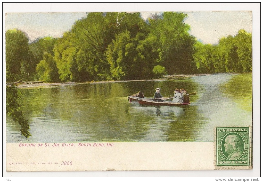S3593 - Boating On St.Joe River, South Bend. - South Bend