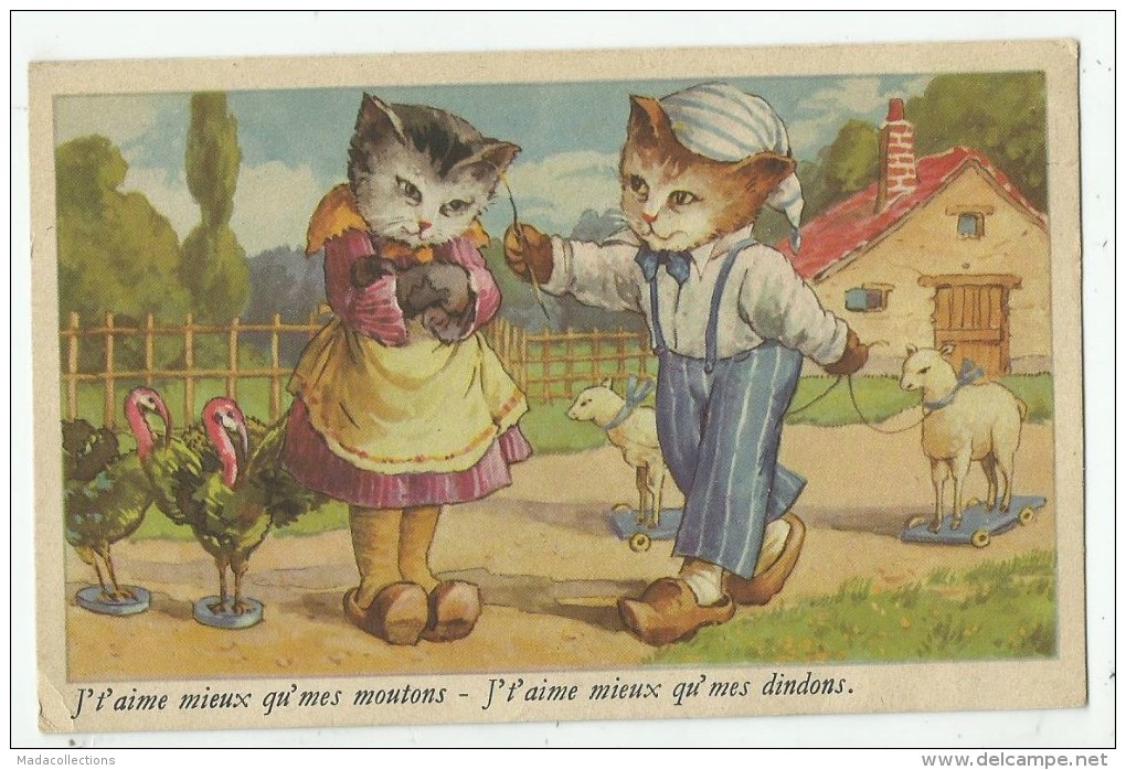 CHAT HUMANISE - CAT  - J't'aime Mieux Qu'mes Moutons.... - Dressed Animals