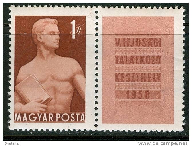 HUNGARY - 1958. Hungarian Youth Festival At Keszthely With Label MNH! - Ungebraucht