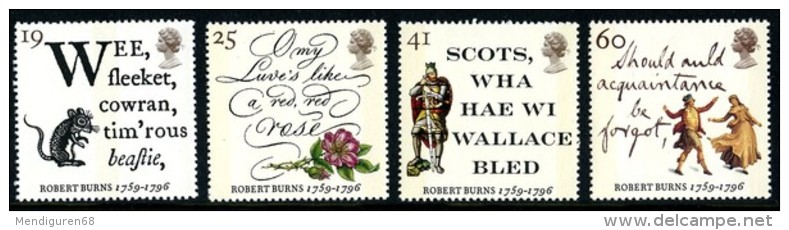 GB 1996 ROBERT BURNS - THE IMMORTAL MEMORY SET OF 4 SG 1901-04 MI 1601-04 SC 1639-42 IV 1847-1850 - Unused Stamps