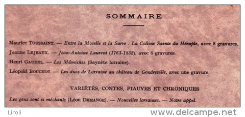 LE PAYS LORRAIN. 1938. 04. Colline Sainte Du Héraple. Jean-Antoine Laurent. Mâmiches. Gondreville - Lorraine - Vosges