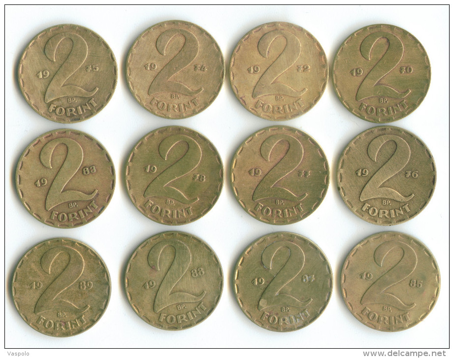 2 FORINT 12 PIECES:1970:1972;1974;1975;1976;1977;1978;1983;1985;1987;1988;1989 - Ungarn