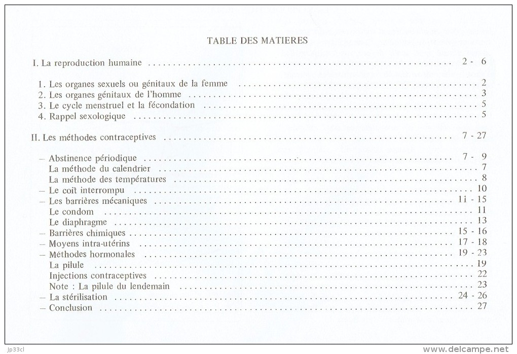 Contraception Et Parenté Responsable (Brochure Du Ministère De La Sanré, 1974) - Gezondheid