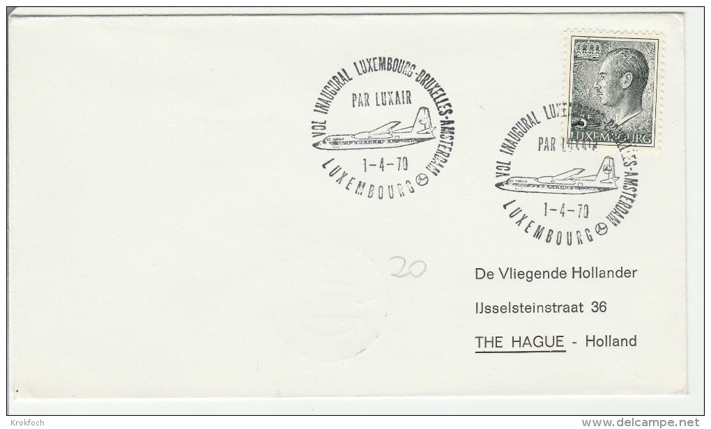 Luxembourg Bruxelles Amsterdam 1970 - Erstflug 1er Vol Inaugural Flight Primo Volo - Luxair - Briefe U. Dokumente