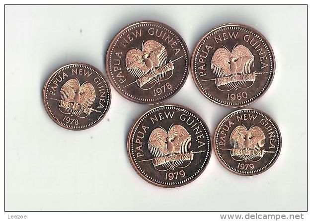 Monnaies Papouasie-nouvelle-guinée : Pièces 1Toea Et 2Toea, Décor Papillons Poissons - Papouasie-Nouvelle-Guinée