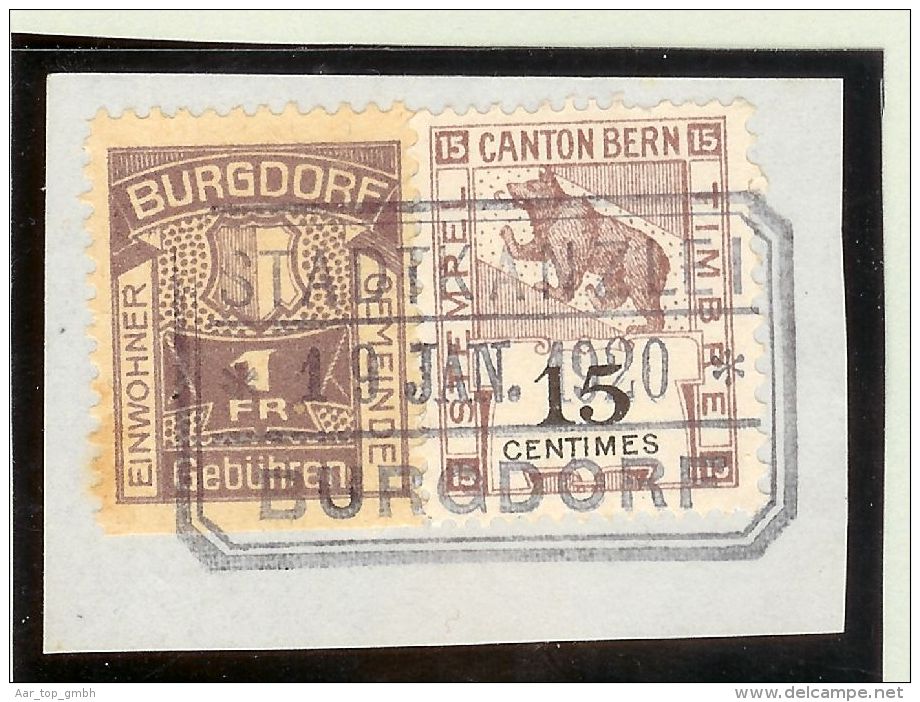 Heimat BE Burgdorf 1920-01-14 Fiskalmarke Auf Briefstück - Revenue Stamps