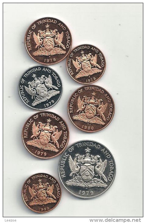 Monnaies Trinidad And Tobago : Pièces 1cent,5 Cents,25 Cents Et 50 Cents, Décor Oiseaux, Tambours - Trinidad & Tobago