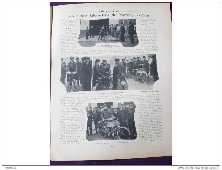 1903 CALAIS A DOUVRES DERRIERE UN CERF VOLANT / MOTOCYCLE CLUB / L'AERONAT LEBAUDY / SAISON DE TENNIS