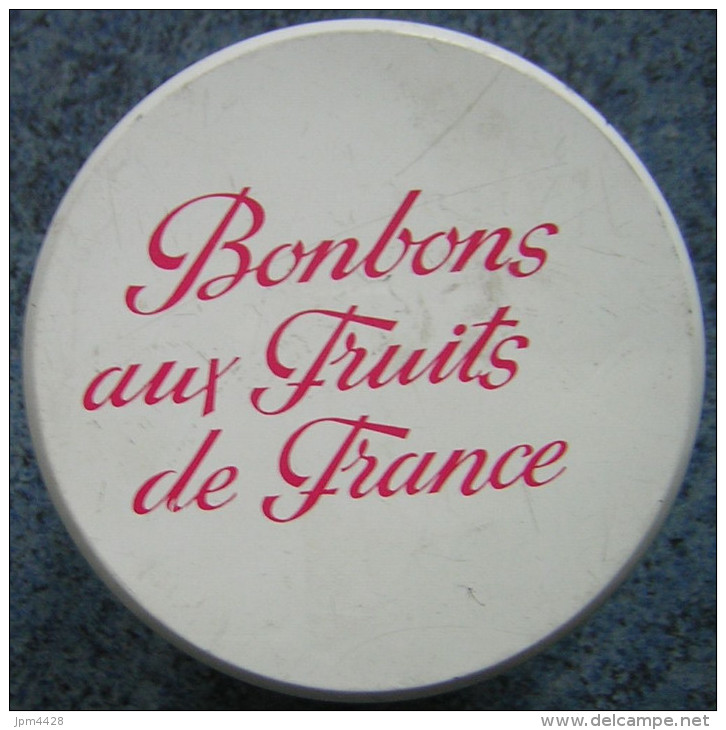 Boite En Métal Diam. 12x12 Cm - Emballage Pour Bonbon Aux Fruits Beau Décor Différents Fruits - Scatole