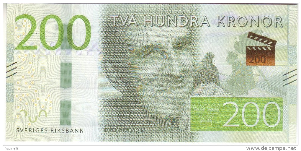 SWEDEN Newly Issued Attractive 200 Kronor  ( Ingmar Bergman  Movie Director )   (2015)  P72   UNC - Suède