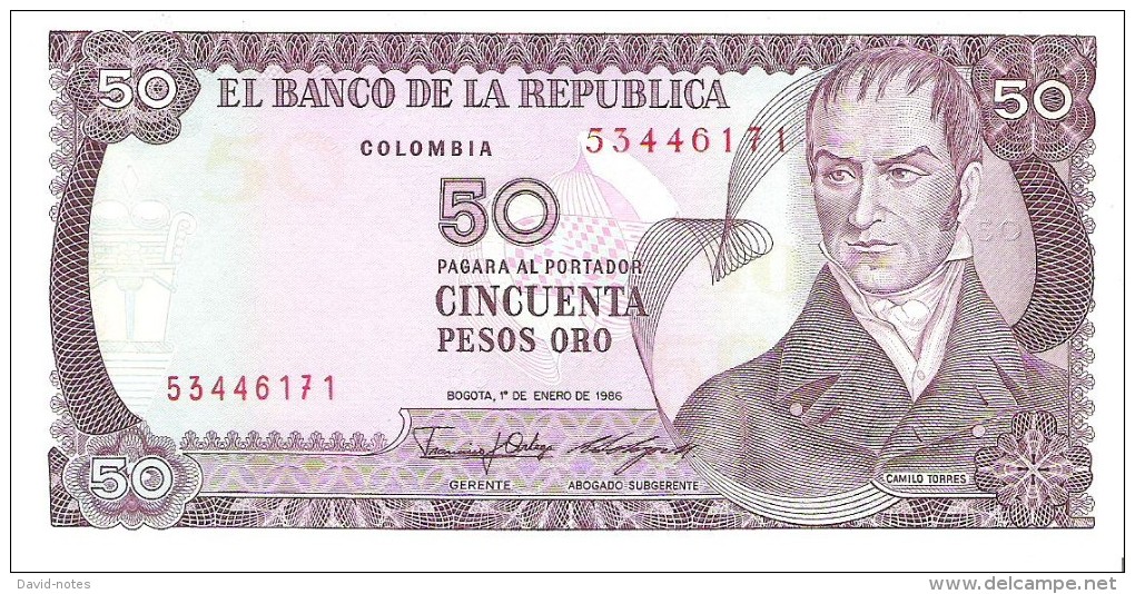 Colombia - Pick 425 - 50 Pesos Oro 1986 - Unc - Colombie