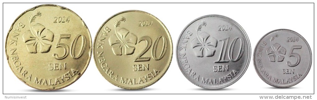 MALAYSIA CURRENCY SET 4 COINS 5, 10, 20, 50 SEN 2014 UNC - Malaysie