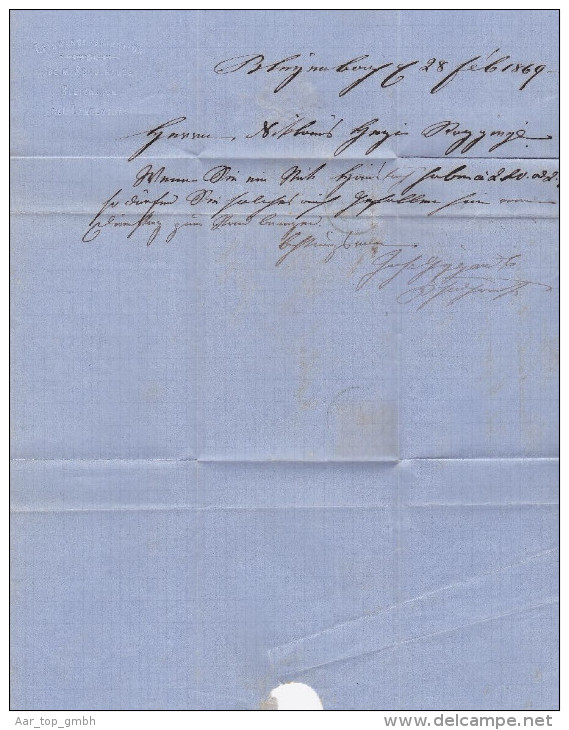 Heimat BE BLEYENBACH 1869-03-05 Lang-Stempel Auf Brief Nach Roggwyl Mit 5Rp Braun Sitz - Briefe U. Dokumente