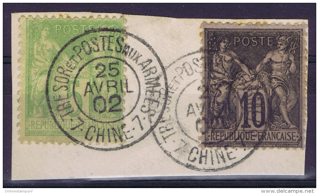 Chine:  Precurseur  Yv Nr 102 + 103   Trésor Et Postes Aux Armées  Fragment - Gebraucht