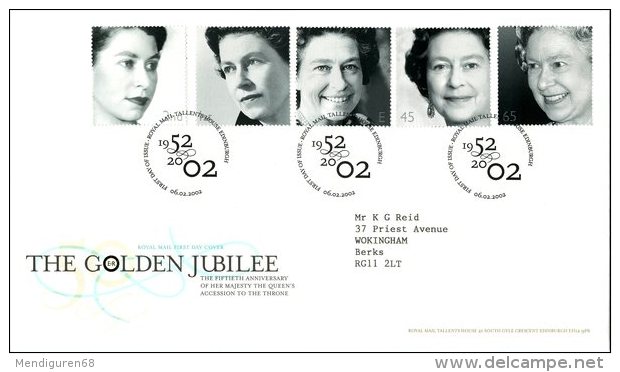 GROSSBRITANNIEN GRANDE BRETAGNE GB 2002 GOLDEN JUBILEE FDC SG 2253-57 MI 1981-85 SC 2017-21 YV 2301-05 - Covers & Documents