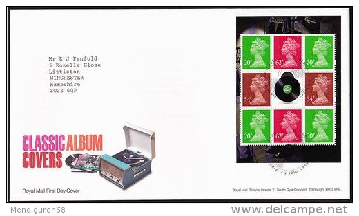 GB 2010 FROM CLASSIC ALBUMS COVERS PRESTIGE BOOKLET (CARNÉ) ON FDC - Covers & Documents