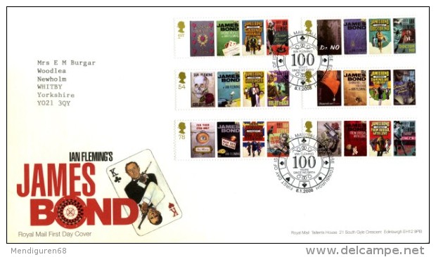 GB 2008 JAMES BOND FDC SG 2797-2802 MI 2599-604 SC 2531-36 IV 2965-70 - Covers & Documents