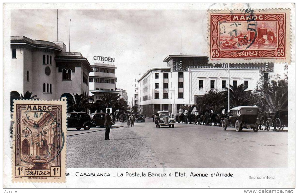 CASABLANCA - La Poste La Banque D' Etat, Avenue D'Amade,1937, 2 Sondermarken, Als Flugpost Gel.1937 - Casablanca