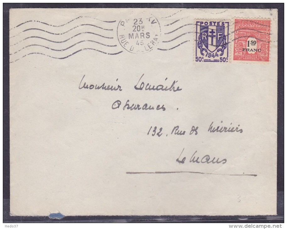 France Type Arc De Triomphe Sur Lettre - 1944-45 Arco Del Triunfo