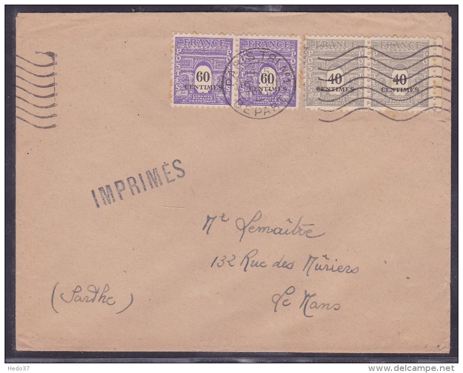 France Type Arc De Triomphe Sur Lettre - 1944-45 Arco Di Trionfo