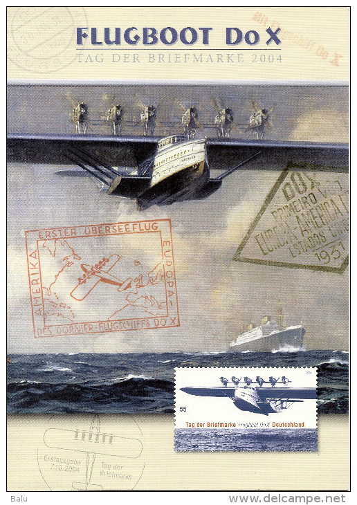 Deutschland 2004 Mi 2428 FDC X4, Flugboot Do X, Jahresgabe Der Deutschen Post, Sonderfolder Tag Der Briefmarke - Briefe U. Dokumente