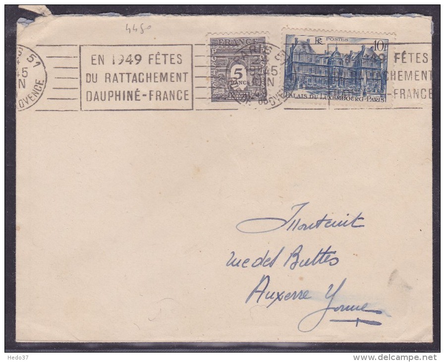 France Type Arc De Triomphe Sur Lettre - 1944-45 Triumphbogen