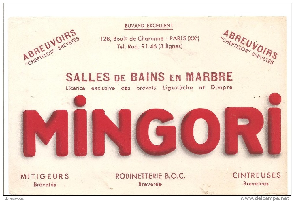 Buvard MINGORI128 Bld De Charonne Paris XX ème Abreuvoirs, Salle De Bains En Marbre, Mitigeurs , Robinetterie - Autres & Non Classés