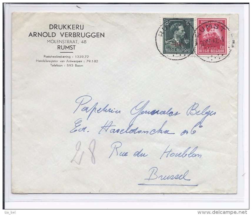 N°724T-749 RUMST 20.10.47 S/l. "DRUKKERIJ A.Verbruggen-RUMST" En Expres V.Bxl . TB - 1946 -10%