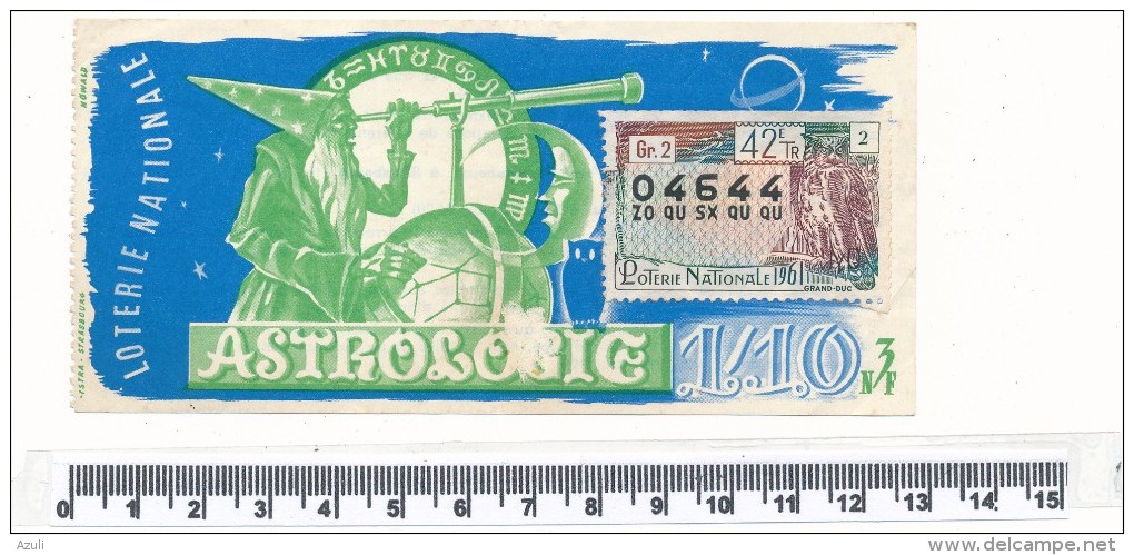 Billet De La Loterie Nationale - Astrologie, 1961 - Billetes De Lotería