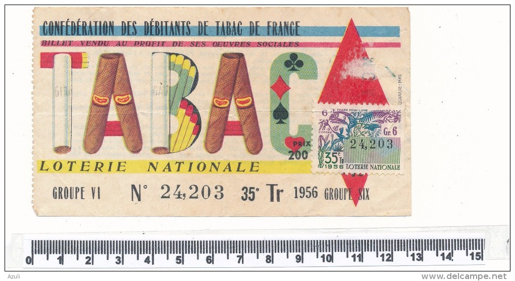 Billet De La Loterie Nationale - Débitants De Tabac De France, 1956 - Billetes De Lotería