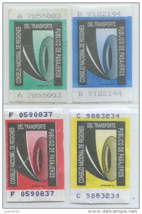 4 BILLETES DE MICROBUS DE CHILE - Monde