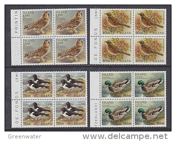 Iceland 1987 Birds 4v Bl Of 4  ** Mnh (25874A) - Unused Stamps