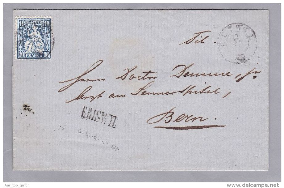 Heimat BE ERISWYL 1863-06-17 Langstempel Auf Brief Nach Bern Mit 10Rp Blau Sitzende - Lettres & Documents