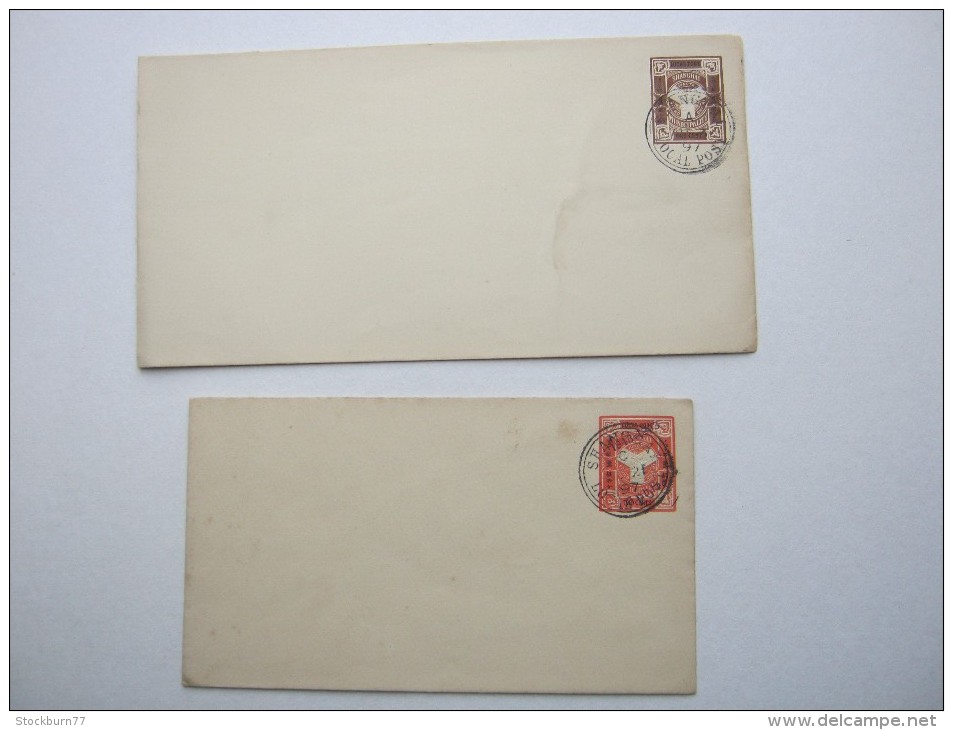 Localpost Shanghai ,  2 Postal Stationary , One With Overprint   1843-1893 - Gebraucht